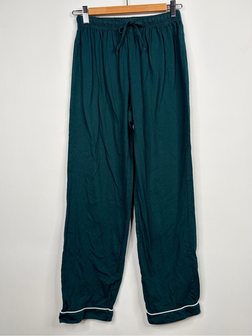Honeylove Teal Relaxed Drawstring Pajama Pants with White Piping